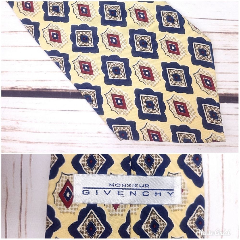 Vintage Monsieur Givenchy Geometric Silk Neck Tie